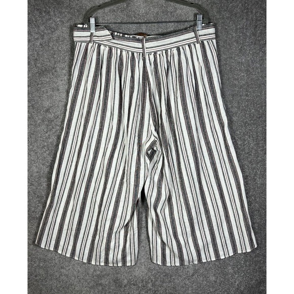 Maurices Linen Rayon Striped Split‎ Wide Leg Cropped Pants Womens Size XXL Belt - Picture 2 of 16
